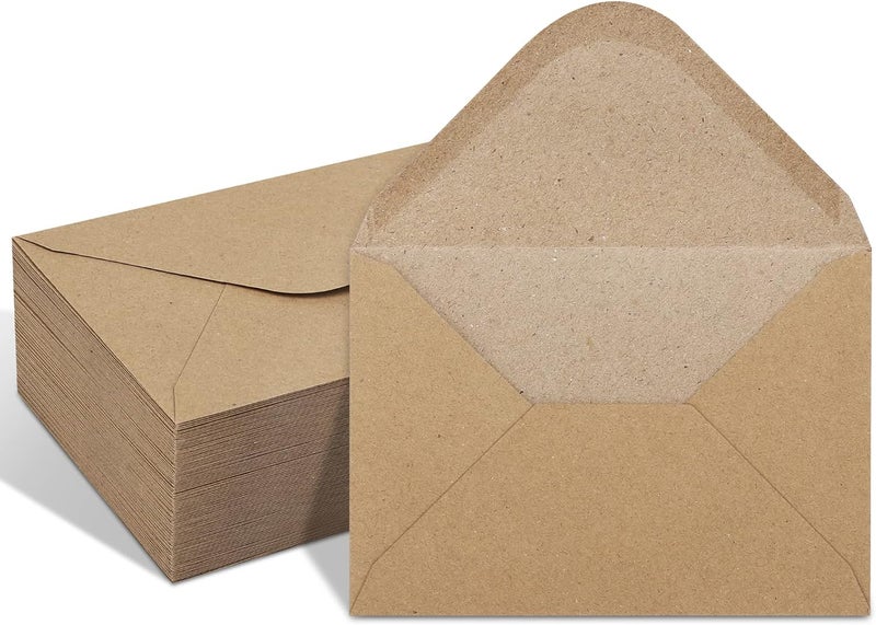 Keketer 100 Pack Kraft 4x6 Envelopes, Contour Flap A4 Envelopes for Engagement Invites, Weddings Invitation, announcements, Baby shower, Perfect for RSVP Card 120gsm, 4.5 x 6.4 Inches - 100% Recycled - Image 1
